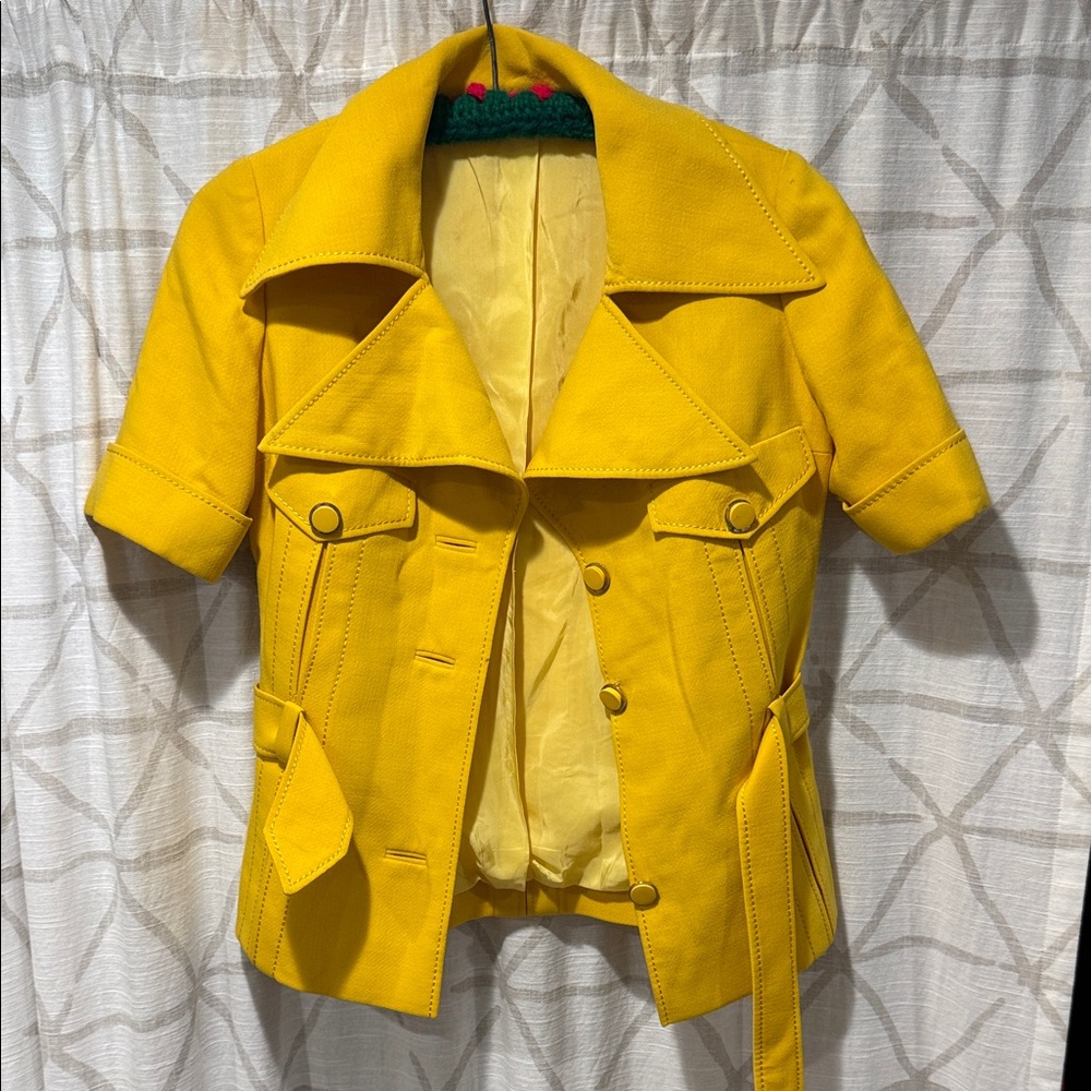 Vintage 1960’s Maurice Barbanel Paris Yellow Short-Sleeve Women's Pea Coat